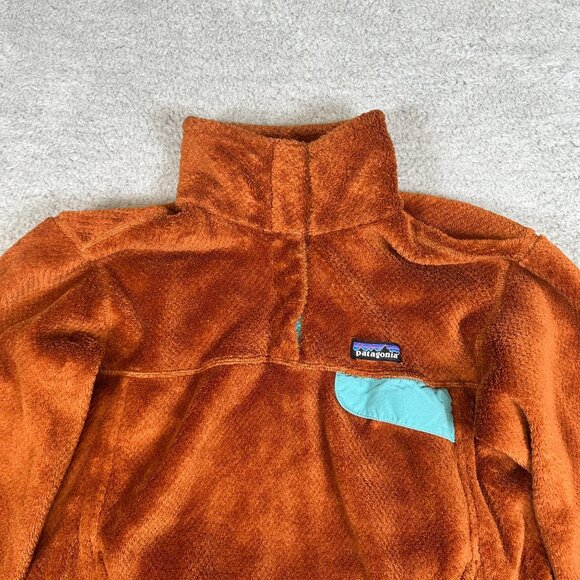 Patagonia Synchilla Snap-T Pullover Fleece Shirt Jacket Burnt Orange Aqua Size M - Picture 3 of 13